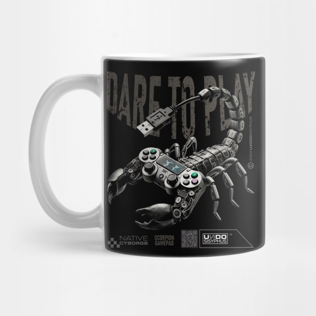 Dare to Play (Black) - Surreal Scorpion Gamepad Fantasy Art | UndoSisyphus™ Gaming Collection by UndoSisyphus